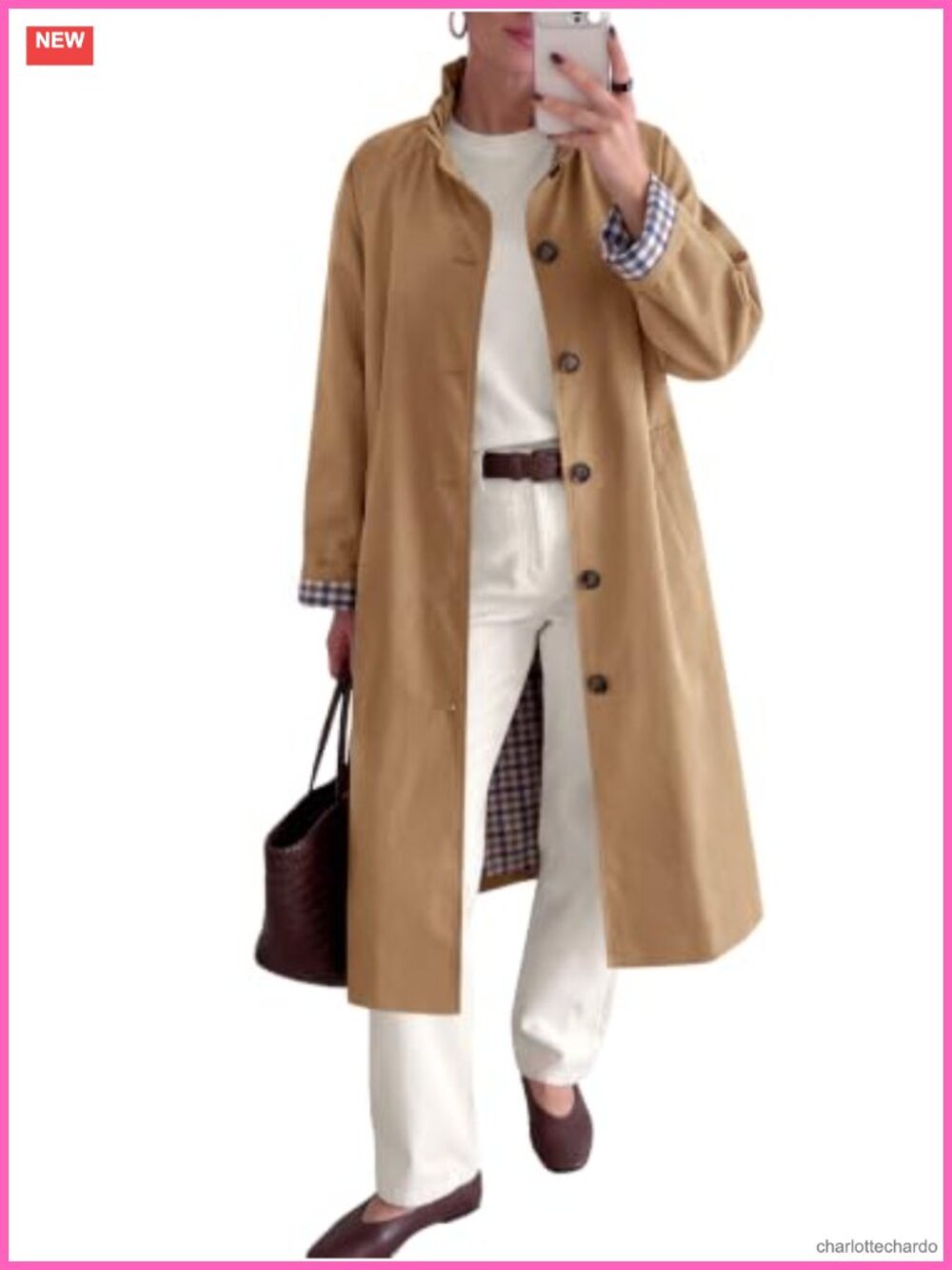 Ruffle Collar Plaid Lining Trench Coat